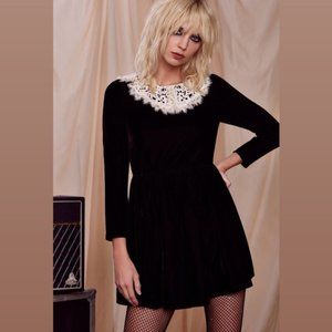 Nasty Gal Love Courtney Velvet Dress with Lace Collar